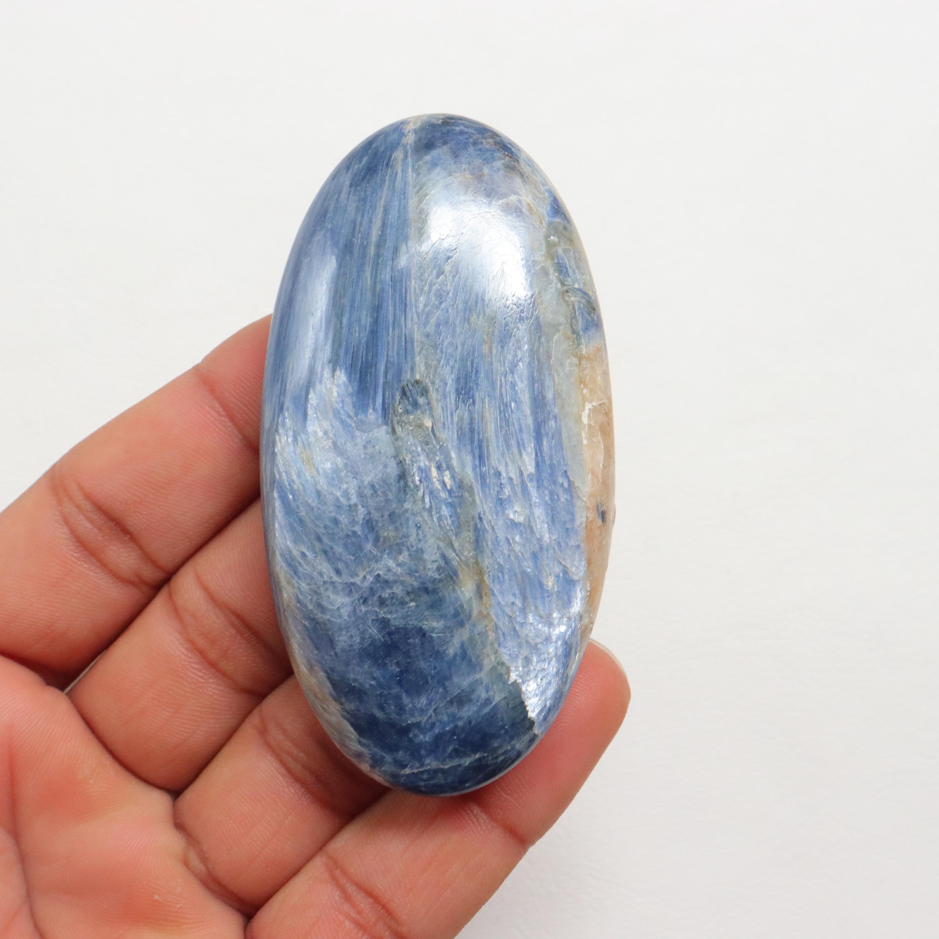 High Quality Blue Kyanite Palm Stone, Natural Silvery Blue Kyanite, Communication Stone, Blue Kyanite Gemstone For Rebalance, Throat Chakra