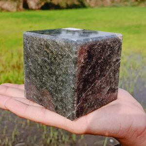 BIG 75MM Gray Kyanite Cube: Meditation Spirit Stone