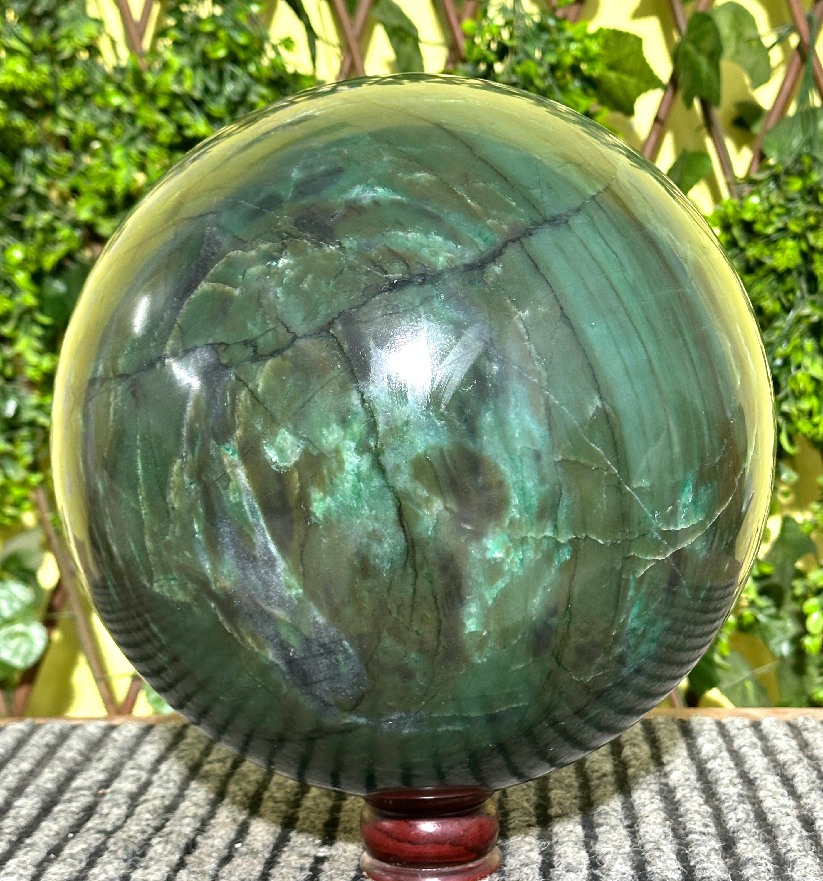 Large Green Kyanite Crystal Sphere: 255mm Healing Stone Ball