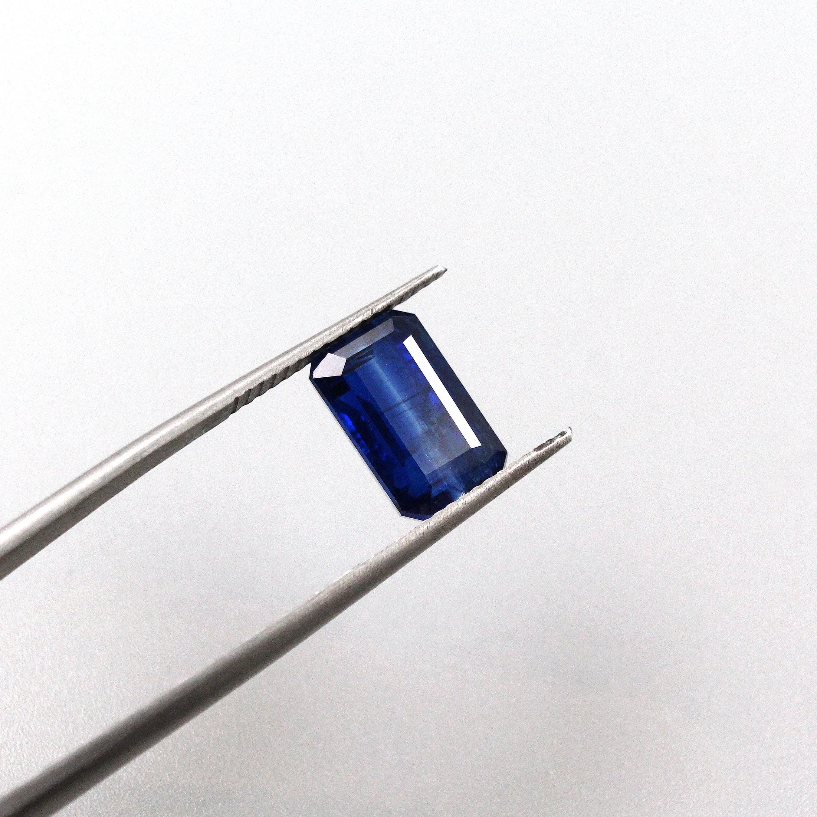 Natural Blue Kyanite Loose Gemstone, Rectangular Emerald Cut, For Jewelry Making - 4.61ct, 7x11mm