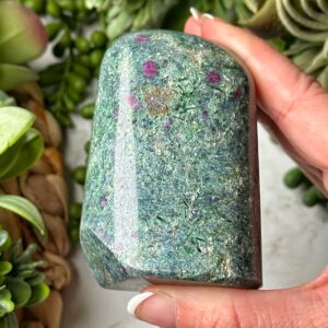 Ruby In Fuchsite With Kyanite Freeform | 308g | - #4 (polished Green Crystal Chunk, Heart Chakra)