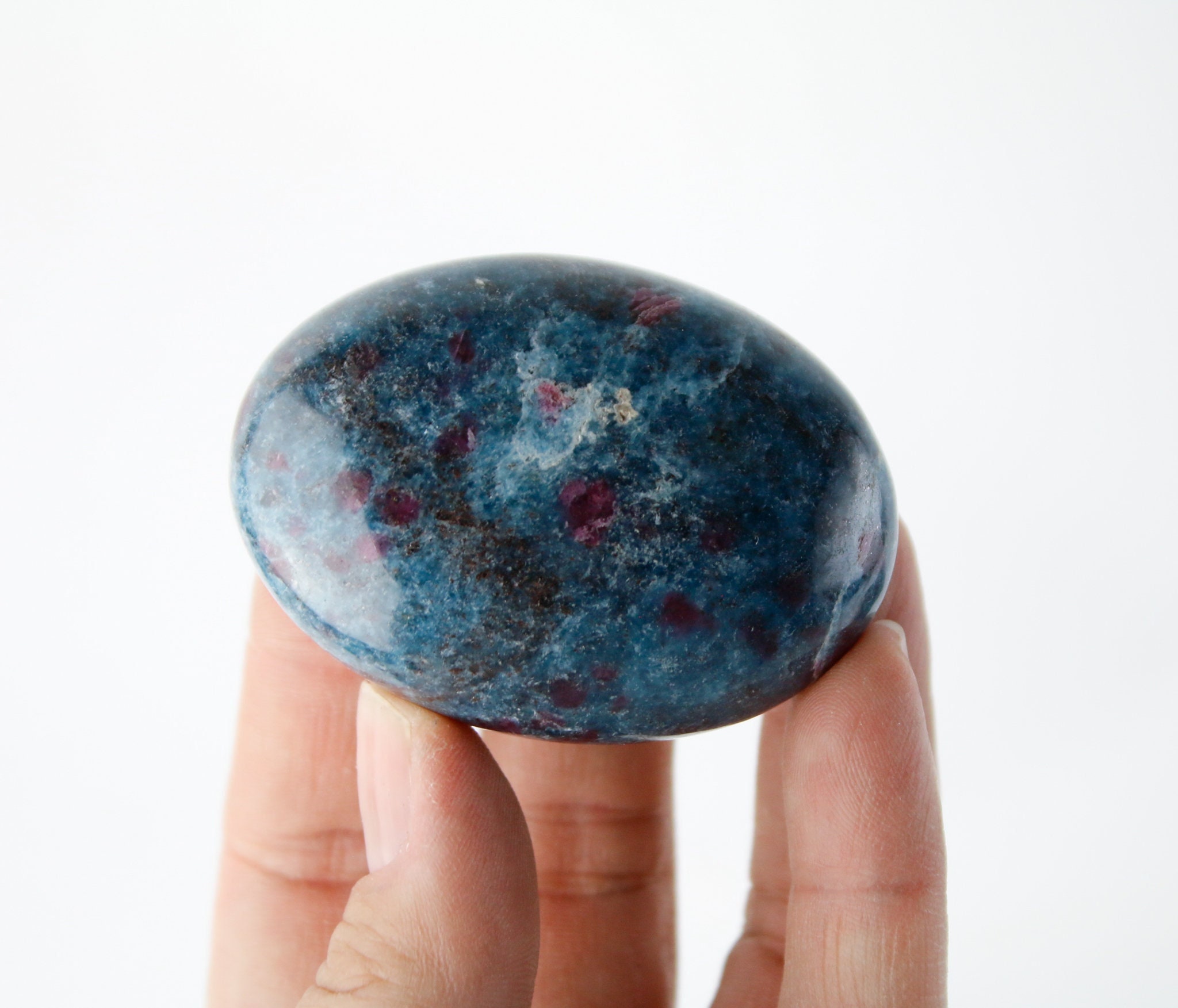 Ruby In Kyanite Polished Mini Palm Stone With Fuchsite
