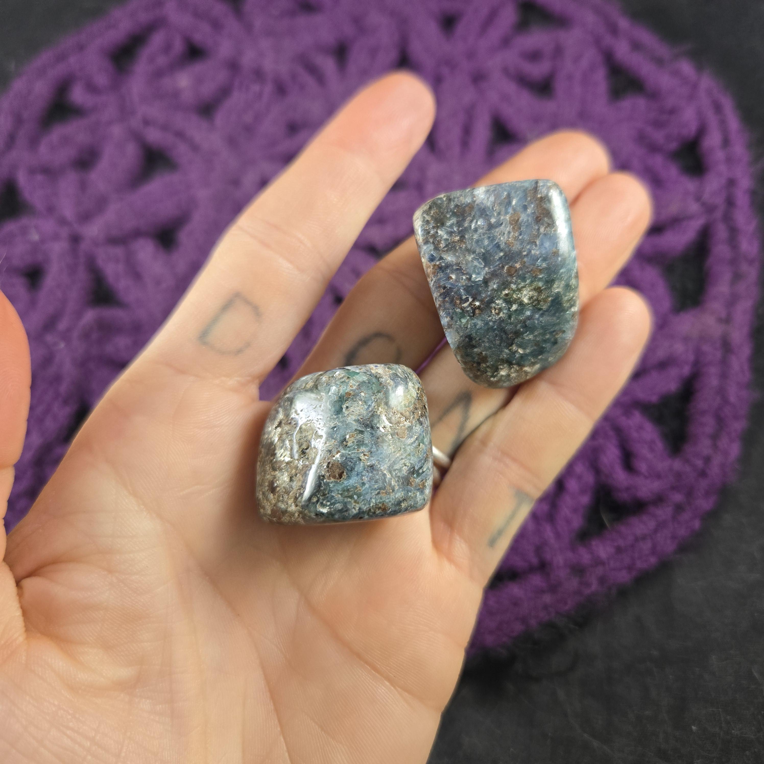 2 Natural Blue Green Kyanite Tumbled Stones Crystals Pakistan