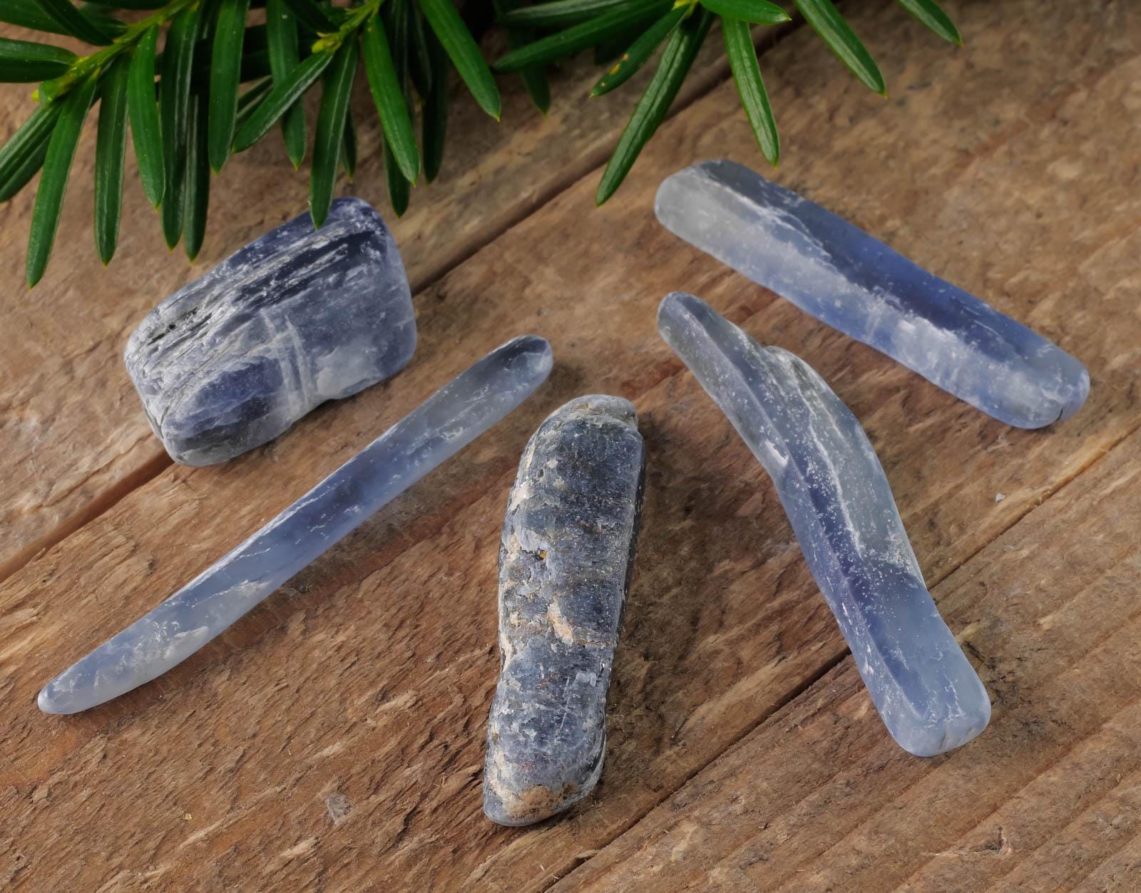 Blue Kyanite Crystals - Tumbled Healing Stones, Self Care Gift, E0012