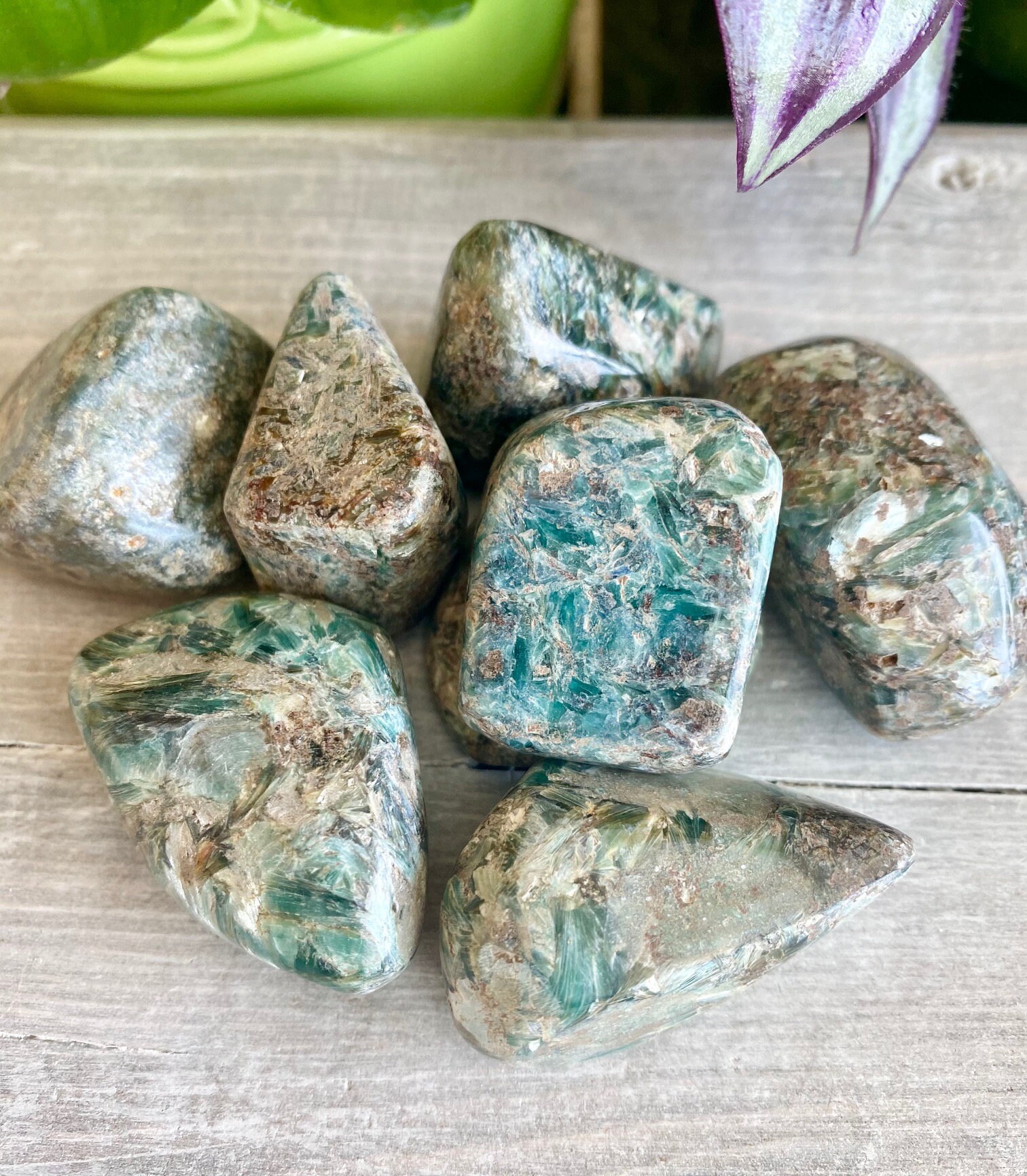 Green Kyanite Tumbled Extra Large Rare , Natural Gemstone Crystal