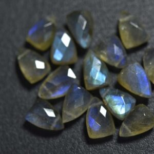 10 Pcs,natural Curvilinear Triangle Labradorite Faceted Side Drilled Briolettes ,size Is 7x10mm #633