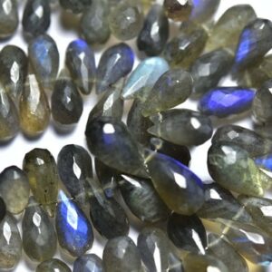 Blue Fire Labradorite Teardrop Beads - 20 Pcs - Natural Faceted Labradorite Teardrop Blue Flashes Briolettes - Size Is 5x10-6x11 Mm #1115