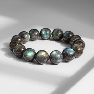 12 / 13 / 14 / 15mm Blue Flashy Gray Labradorite A Round Big Size Beads Gemstone Bracelet For Men And Women