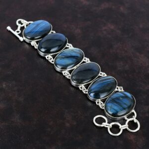 Labradorite 925 Sterling Silver Bracelet - Handmade Adjustable Gemstone Jewelry Labradorite 925 Sterling Silver Bracelet - Handmade Adjustable Gemstone Jewelry