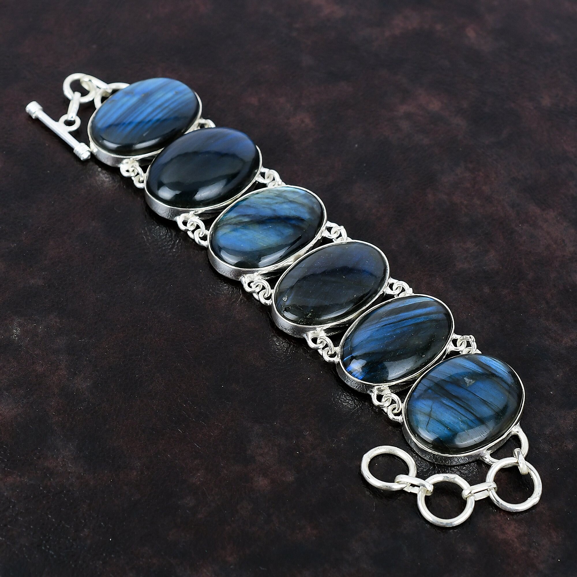 Labradorite 925 Sterling Silver Bracelet - Handmade Adjustable Gemstone Jewelry Labradorite 925 Sterling Silver Bracelet - Handmade Adjustable Gemstone Jewelry