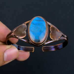 Electroformed Copper Labradorite Cuff Bracelet: Adjustable Gemstone Bangle Electroformed Copper Labradorite Cuff Bracelet: Adjustable Gemstone Bangle