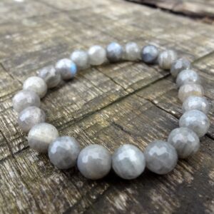 Faceted Labradorite Bracelet. Boho Style Natural Grey Elastic Bracelet Handmade In Australia By Miss Leroy Faceted Labradorite Bracelet. Boho Style Natural Grey Elastic Bracelet Handmade In Australia By Miss Leroy