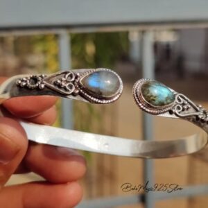 Handmade Labradorite Cuff Bangle: Adjustable Sterling Silver Jewelry Handmade Labradorite Cuff Bangle: Adjustable Sterling Silver Jewelry