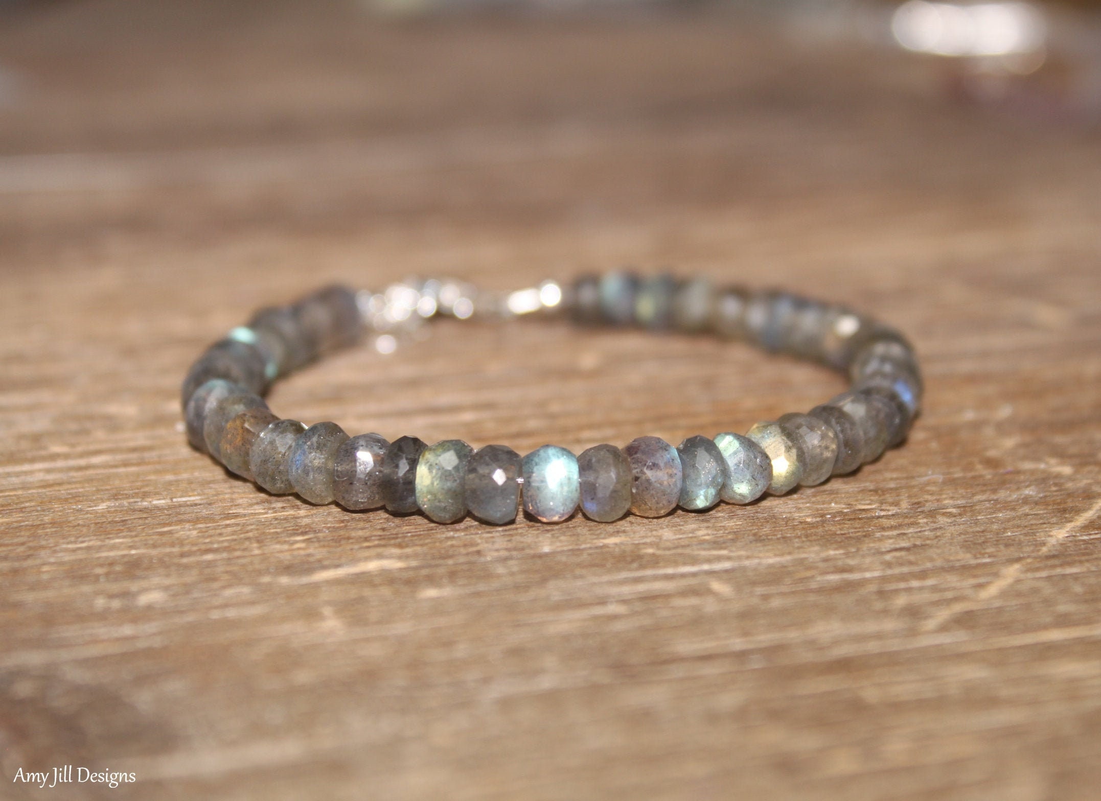 Labradorite Bracelet, Labradorite Jewelry, Big Beads, Blue Flash, Layering, Stacking, Gemstone Jewelry