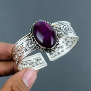 Purple Fire Labradorite Bangle: Adjustable Sterling Silver Cuff Bracelet Purple Fire Labradorite Bangle: Adjustable Sterling Silver Cuff Bracelet
