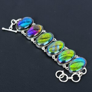 Rainbow Mystic Fire Labradorite Bracelet: Handmade 925 Sterling Silver, Adjustable Rainbow Mystic Fire Labradorite Bracelet: Handmade 925 Sterling Silver, Adjustable