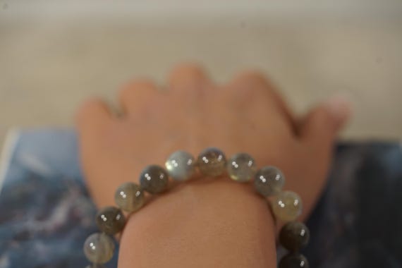 Labradorite Stretch Bracelet • 10mm • Protection Bracelet • Aurora Borealis Stone • Magic Stone • Unisex Crystal Jewelry • B1015