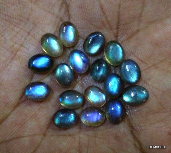 10 Aaa Labradorite Cabochons: Gray Oval Gemstones (6x8mm)