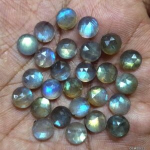 10 Aaa Labradorite Rose Cut Gemstones: Gray Round Cabochons, 6mm 10 Aaa Labradorite Rose Cut Gemstones: Gray Round Cabochons, 6mm