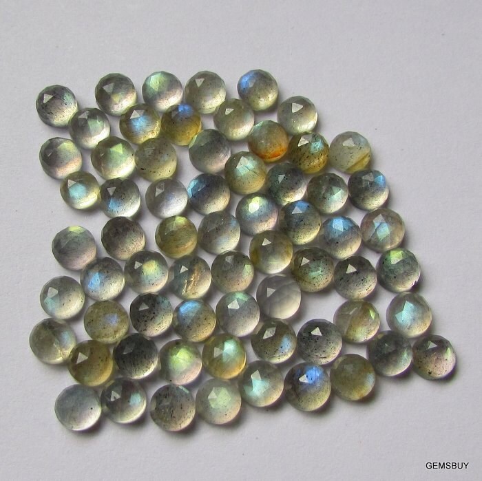 10 Aaa Labradorite Rosecut Cabochons: Gray Gemstone (4mm)