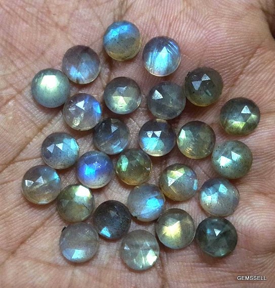 25 Aaa Labradorite Rose Cut Cabochons: Gray Gemstone (6mm)