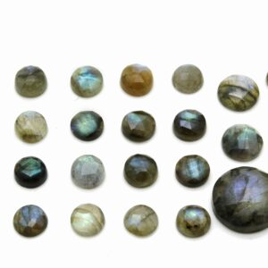 Faceted Round Labradorite Cabochon: Blue Gemstone (8mm) Faceted Round Labradorite Cabochon: Blue Gemstone (8mm)