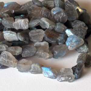 10-15mm Labradorite Rough Polished Tumbles, Natural Loose Labradorite Beads, Labradorite Tumbles For Necklace (7in To 14in Options) - Ang195