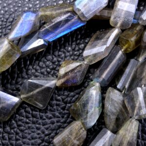 10" Faceted Labradorite Nugget Beads: Blue Flash Gemstone (6x11-13x16 Mm)