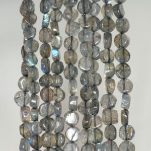 5x5-7x7mm Grey Labradorite Gemstone Flat Round Nugget Loose Beads 14 Inch Full Strand (90184975-898)
