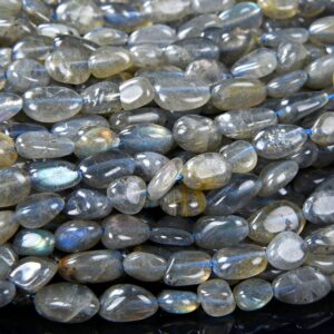 6-8mm Natural Labradorite Gemstone Pebble Nugget Loose Beads (d184)