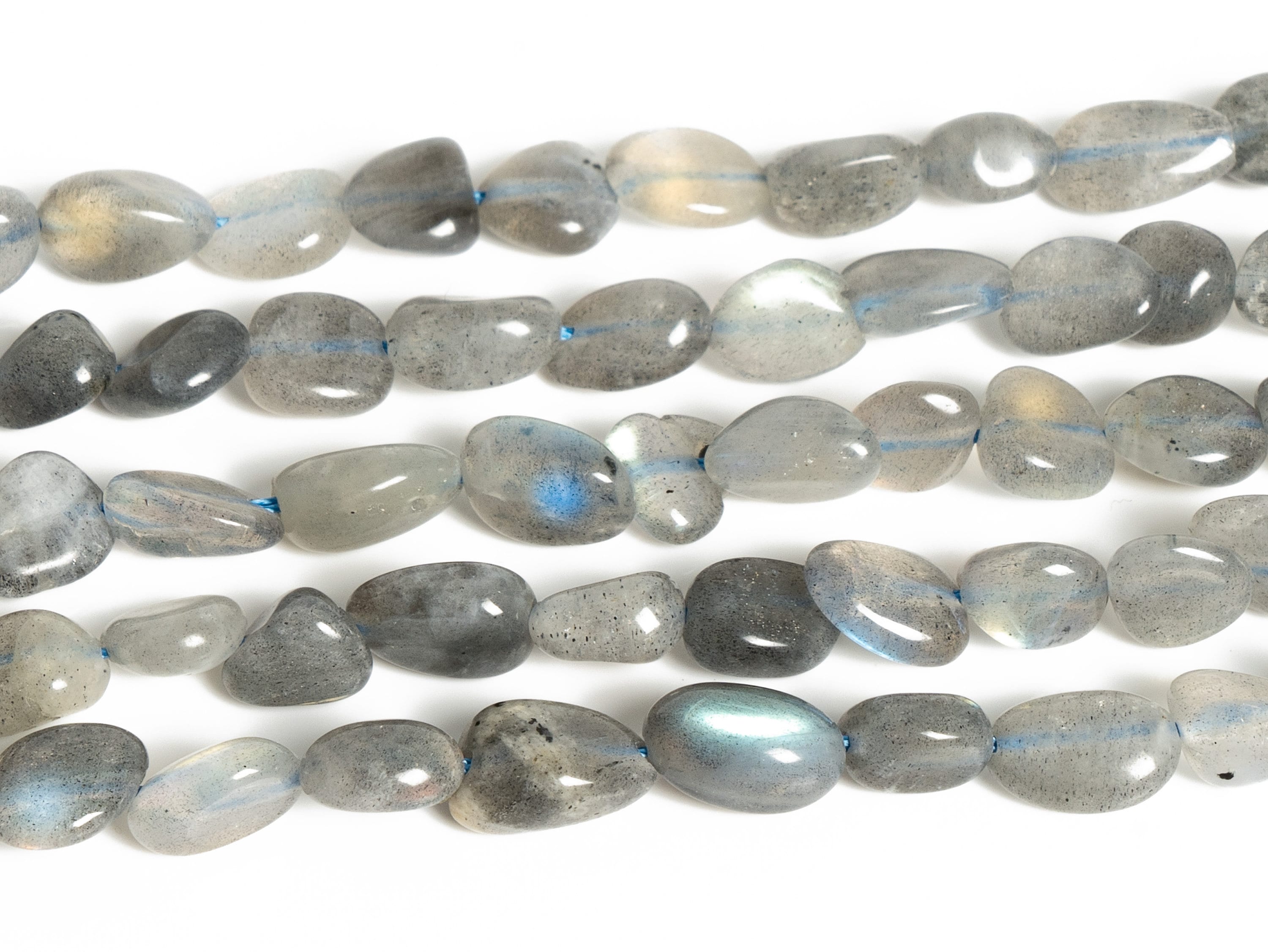 8-10mm Light Gray Labradorite Beads Pebble Nugget Grade A Genuine Natural Gemstone Loose Beads 15.5"/7.5" Bulk Lot Options (108556)