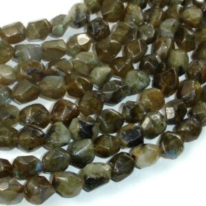 Labradorite Beads, 8x10mm Faceted Nugget Beads, 15.5 Inch, Full strand, Approx 45 beads, Hole 1mm (295020003)