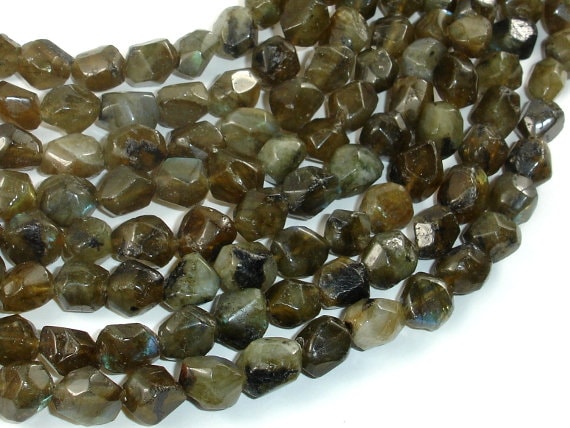 Labradorite Beads, 8x10mm Faceted Nugget Beads, 15.5 Inch, Full Strand, Approx 45 Beads, Hole 1mm (295020003) Labradorite Beads, 8x10mm Faceted Nugget Beads, 15.5 Inch, Full Strand, Approx 45 Beads, Hole 1mm (295020003)