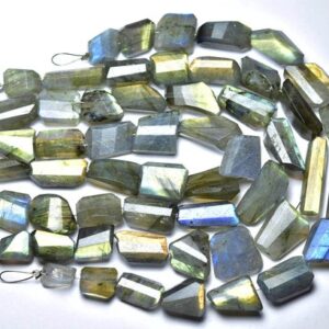 Beautiful Multi Fire Labradorite Nugget Beads - 8 Inches - Natural Faceted Labradorite Nuggets - Size Is 11 - 16mm #2366