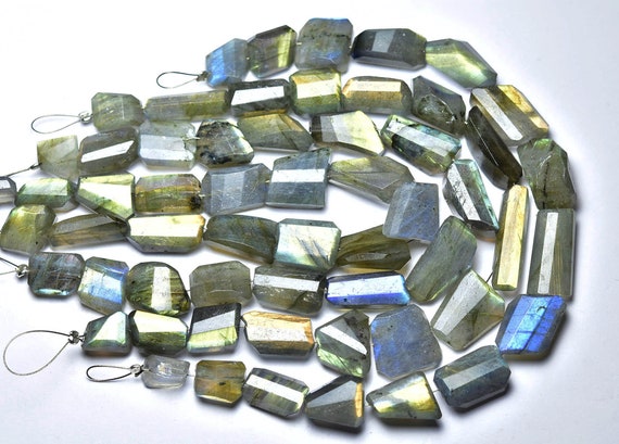 Beautiful Multi Fire Labradorite Nugget Beads - 8 Inches - Natural Faceted Labradorite Nuggets - Size Is 11 - 16mm #2366