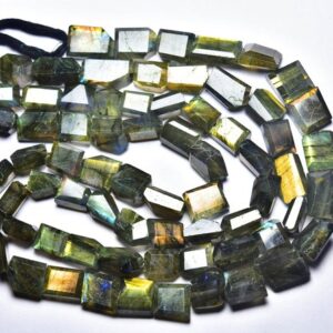 Beautiful Sun Shine Fire Labradorite Nugget Beads - 14 Inches - Natural Faceted Labradorite Nuggets - Size Is 7 - 14mm #902