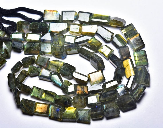 Beautiful Sun Shine Fire Labradorite Nugget Beads - 14 Inches - Natural Faceted Labradorite Nuggets - Size Is 7 - 14mm #902
