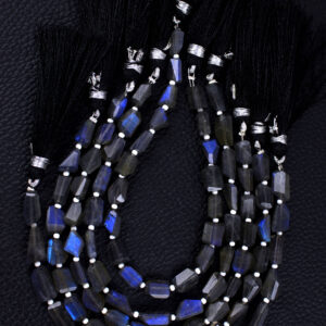 Faceted Labradorite Nugget Strand: Blue Flash Gemstone Beads, 7 Inch