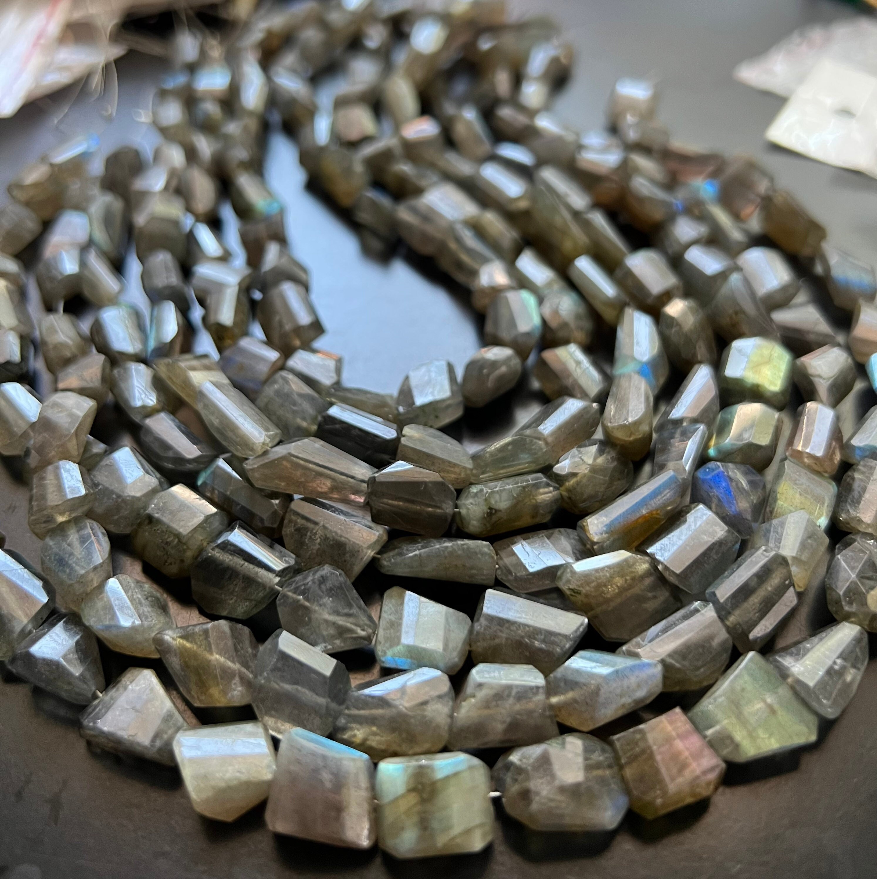Full Strand Labradorite Faceted Nuggets Full Strand Labradorite Faceted Nuggets