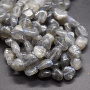 Labradorite Gemstone Pebble Tumblestone Nugget Beads - 7mm - 10mm - 15" Strand