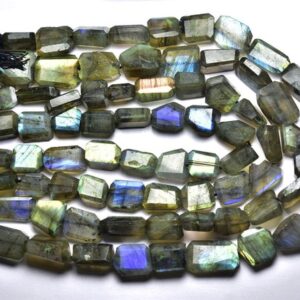 Most Beautiful Labradorite Nugget Beads - 11 Inches - Natural Faceted Labradorite Nuggets - Size Is 10- 13mm #2324