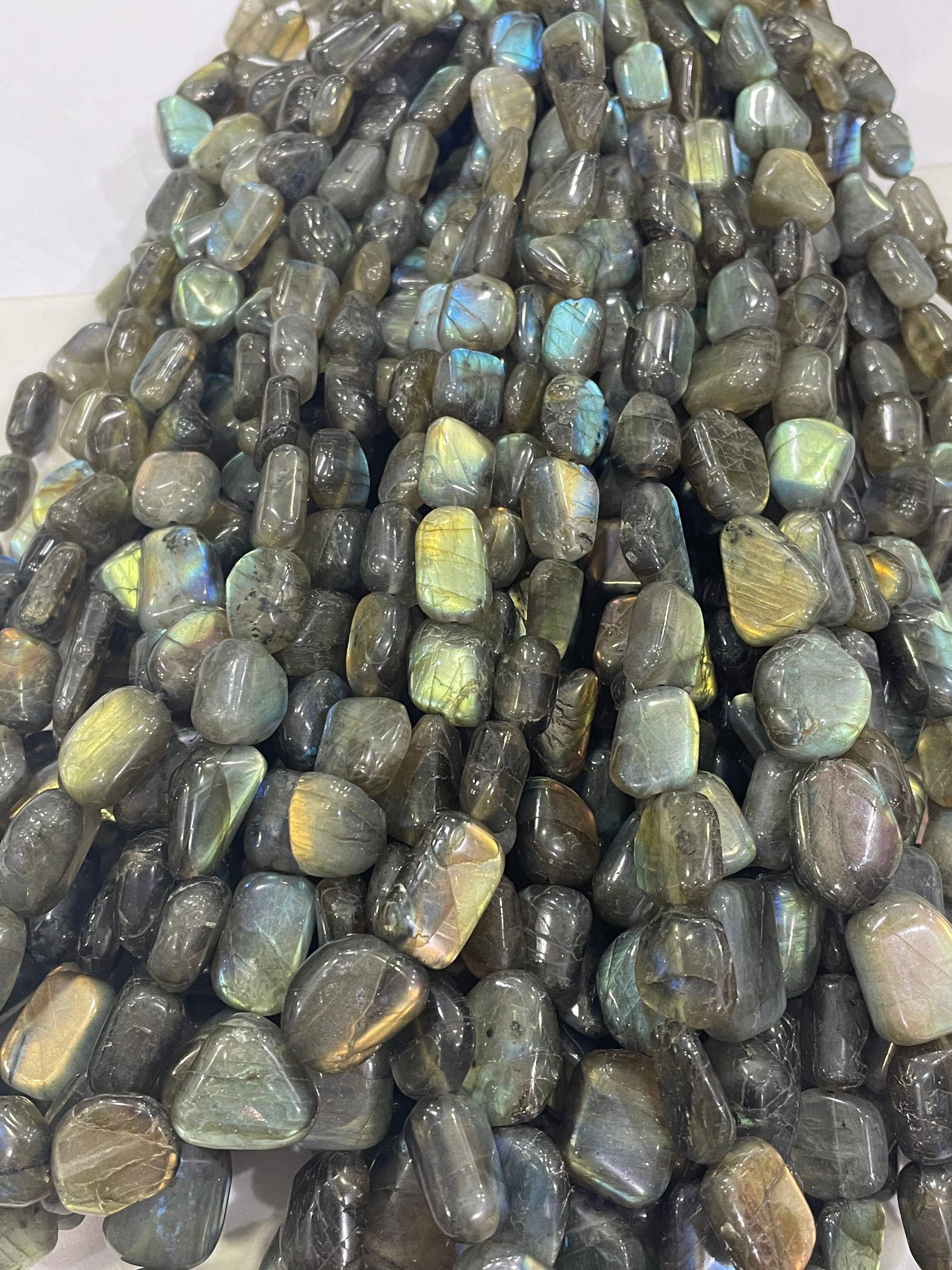 Natural Blue Fire Labradorite Smooth Nuggets Beads So Flashy 9/11-17/12 Mm,approx 18 Inche Labradorite Beads