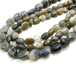 Natural Dark Gray Black Rainbow Labradorite Smooth Rough Nugget Pebble Gemstone Beads (assorted Size) - Pgs261