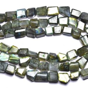 Labradorite Nugget Beads - 10 Inches - Natural Labradorite Faceted Nuggets - Size Is 8-11mm #196
