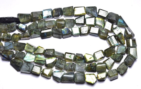 Labradorite Nugget Beads - 10 Inches - Natural Labradorite Faceted Nuggets - Size Is 8-11mm #196