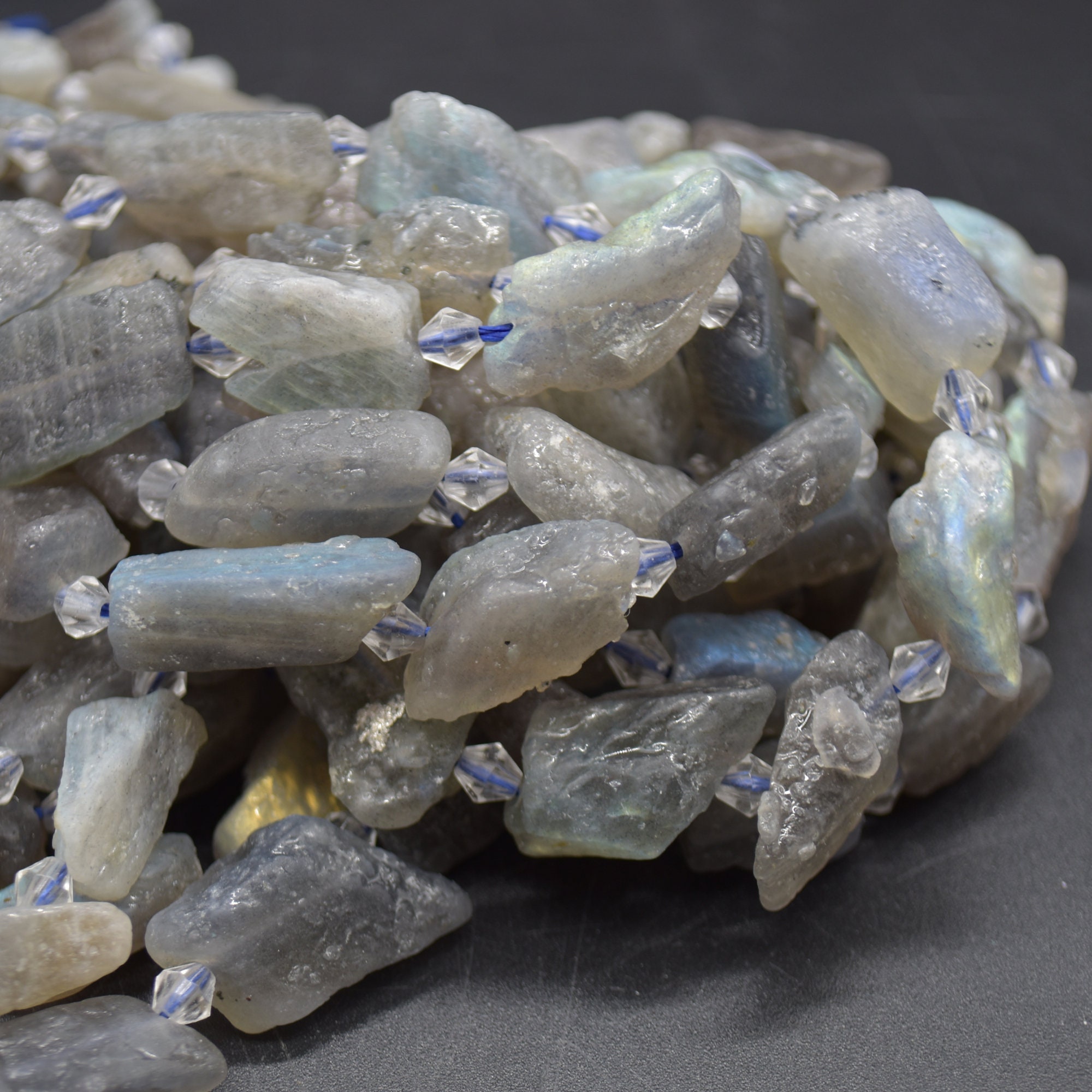 Raw Labradorite Gemstone Nugget Beads - 18mm - 22mm X 9mm - 12mm - 15" Strand