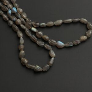 Labradorite Smooth Tumble Beads, 4.5x6.5 mm to 6x10.5 mm, Labradorite Jewelry Making Beads, 8 Inches / 16 Inches Strand, Price Per Strand