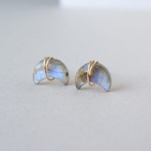 Labradorite Crescent Moon Stud Earrings, Crescent Moon Studs , Labradorite Gold Earrings, Delicate Labradorite Earrings, Gemstone posts Labradorite Crescent Moon Stud Earrings, Crescent Moon Studs , Labradorite Gold Earrings, Delicate Labradorite Earrings, Gemstone posts