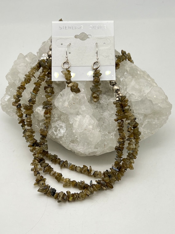Green Labradorite Beaded  And Earring Set