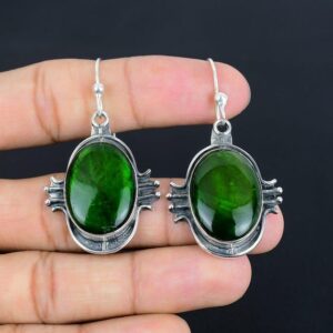 Green Fire Labradorite Dangle Earrings: Handmade Sterling Silver Jewelry